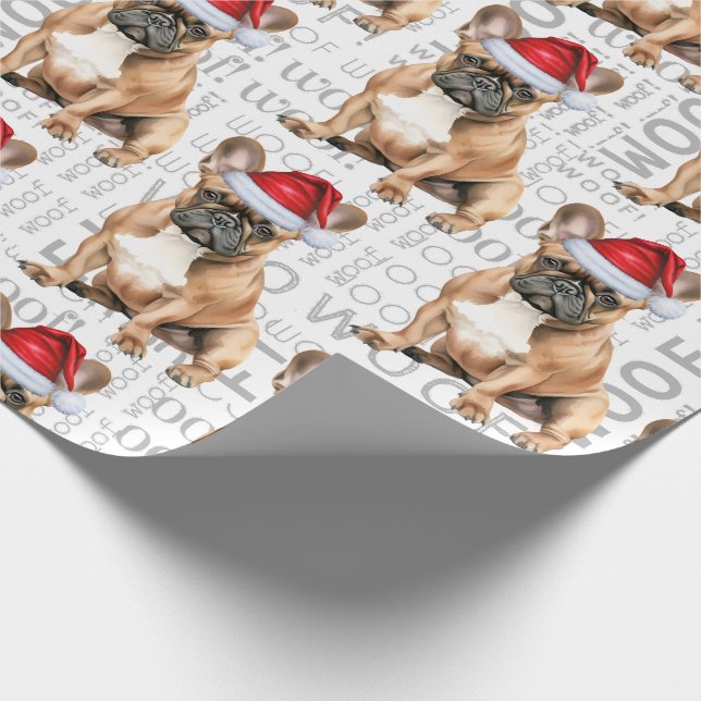 Papier Cadeau Funny Dog Lover French Bulldog in a Santa Hat (Coin)