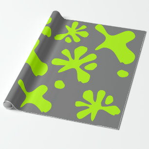 Papier Cadeau Funny gris & néon vert citron motif amusant amusan