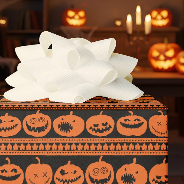 Papier Cadeau Funny Jack O Lanterns Halloween Pumpkin Pattern (Créateur téléchargé)