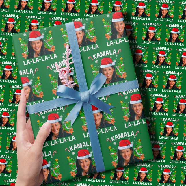 Papier Cadeau Funny Kamala Harris 2024 Noël Vert (Créateur téléchargé)
