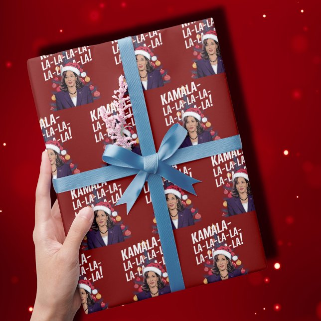 Papier Cadeau Funny Kamala Harris Noël Holiday Kamala-la-la (Créateur téléchargé)