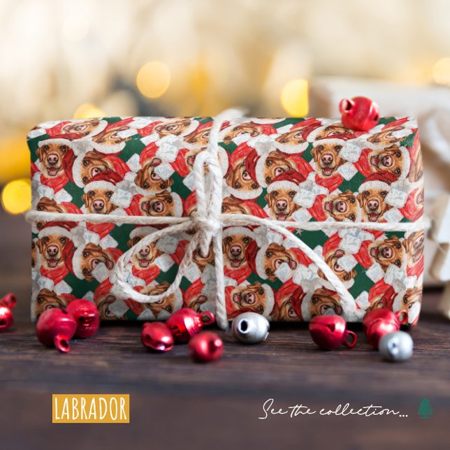 Papier Cadeau Funny Motif de Noël du Labrador (Créateur téléchargé)
