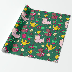 Papier Cadeau Funny Noël Llama