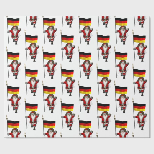 Papier Cadeau Funny Père Noël Avec L'Ensigne D'Allemagne (Plat)