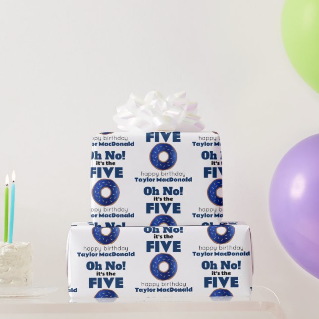 Papier Cadeau Funny Police Donut 50e anniversaire (Cadeaux de fête)