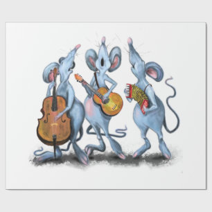 Papier Cadeau Funny Romantic Mouse Band - Dessin animal de dessi