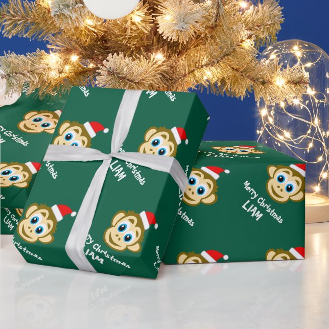 Papier Cadeau Funny Santa ape Christmas wrapping paper for kids (Vacances)