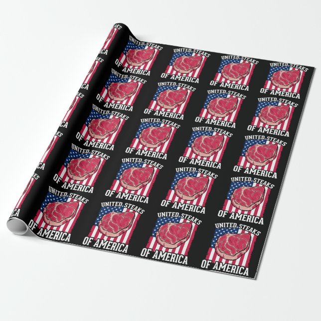 Papier Cadeau Funny Steaks Lover American Meat Humour boucher (Déroulé)