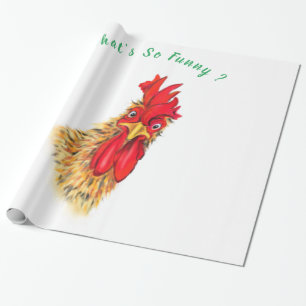 Papier Cadeau Funny Surpris Curious Rooster - Ce qui est si drôl