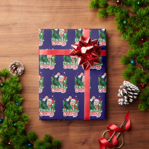 Papier Cadeau Funny Trump Père Noël Blue