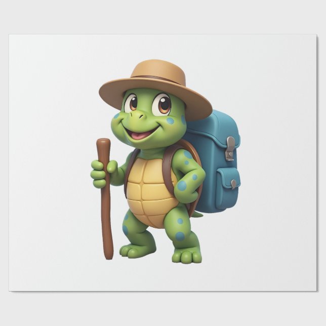 Papier Cadeau Funny Turtle Hiking Graphic Camping Lover Adventur (Plat)