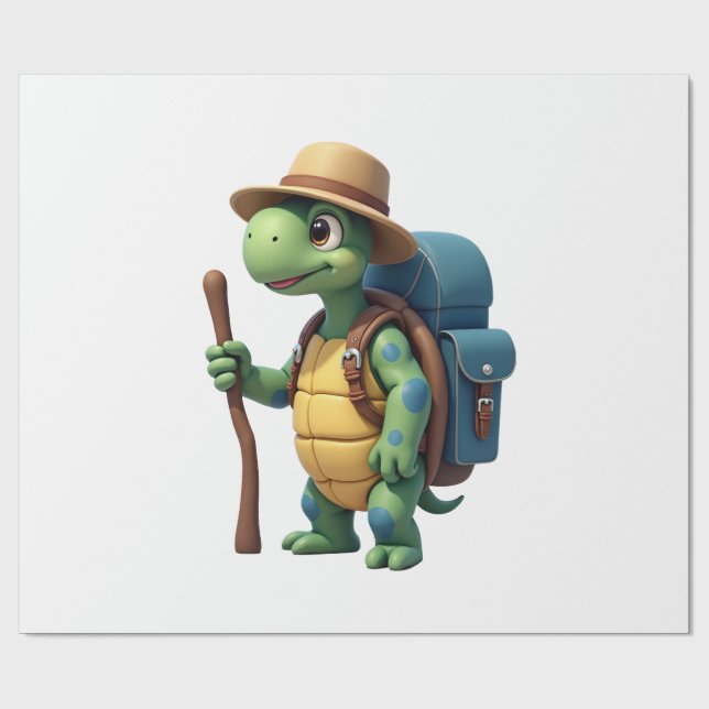 Papier Cadeau Funny Turtle Hiking Graphic Camping Lover Adventur (Plat)