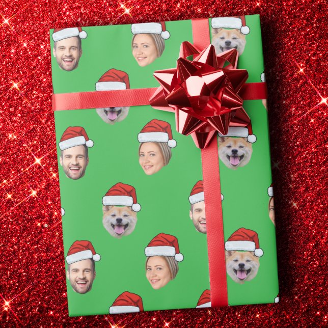 Papier Cadeau Funny Visage de chapeau de Père Noël, Personnalisé (Créateur téléchargé)