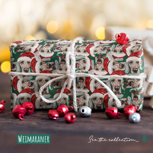 Papier Cadeau Funny Weimaraner Motif de Noël (Créateur téléchargé)