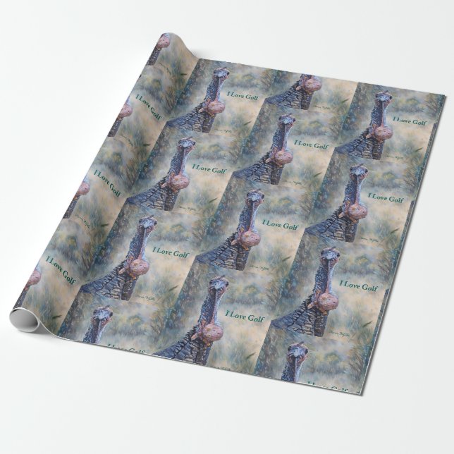 Papier Cadeau Funny Wild Turkey Love Golf (Déroulé)
