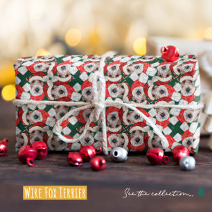 Papier Cadeau Funny Wire Fox Terrier Motif de Noël