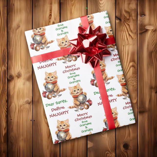 Papier Cadeau Funny Yellow Kitten Définir Naughty Christmas (Créateur téléchargé)