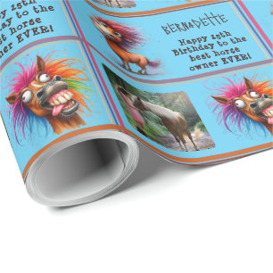Papier Cadeau FunnyHorse Anniversaire Photo Nom Sentiment