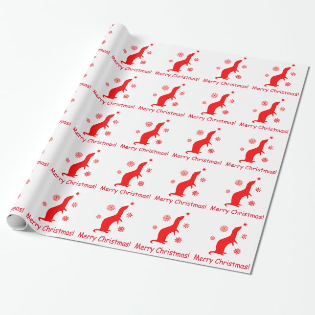 Papier Cadeau Furet avec le Joyeux Noël de flocons de neige (Déroulé)