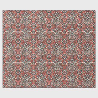 Papier Cadeau Fusion florale Paisley en rouge, blanc et bleu