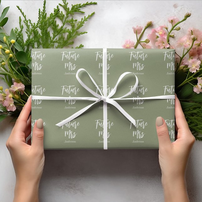 Papier Cadeau Futur Mme Sage Fête des mariées verte (Créateur téléchargé)