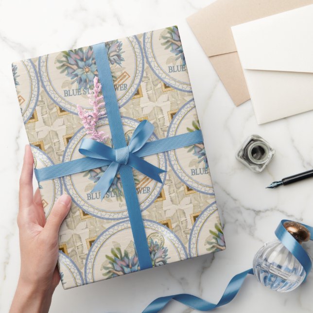 Papier Cadeau G Bureau de création Fleur bleue (Cadeaux)