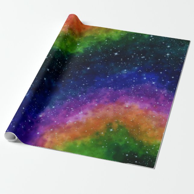 Papier Cadeau Galaxie colorée fête d'anniversaire (Déroulé)