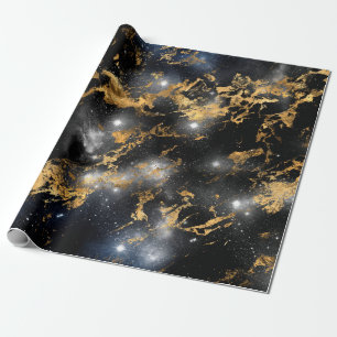 Papier Cadeau Galaxie de l'espace nocturne étoilé en marbre do