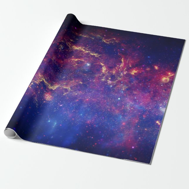 Papier Cadeau Galaxie Espace extra-atmosphérique Sky Stars bleu  (Déroulé)