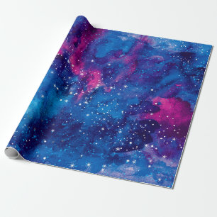 Papier Cadeau Galaxie spatiale aquarelle ciel nocturne avec étoi