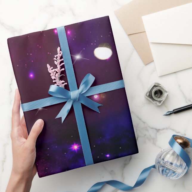 Papier Cadeau Galaxie violette bleu nuit (Cadeaux)