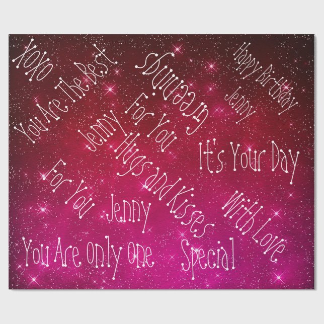 Papier Cadeau Galaxy Stars Espace d'anniversaire personnalisé (Plat)