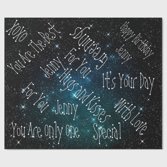 Papier Cadeau Galaxy Stars Espace d'anniversaire personnalisé (Plat)