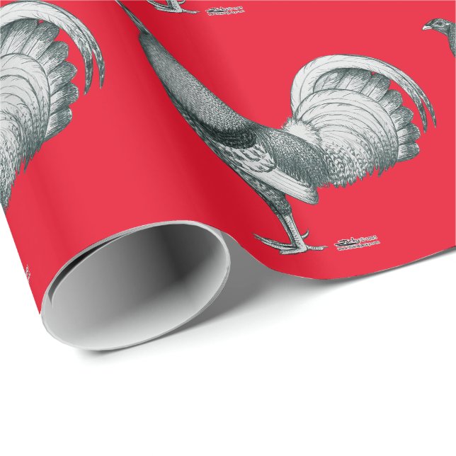 Papier Cadeau Gamecock Crele ou Dom (Coin rond)