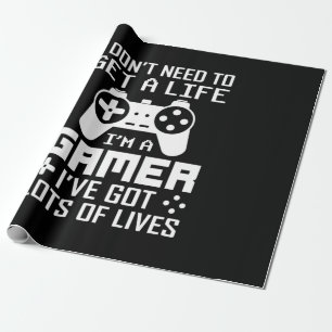 Papier Cadeau Gamer Gift Je Suis Un Gamer J'Ai Beaucoup De Vies
