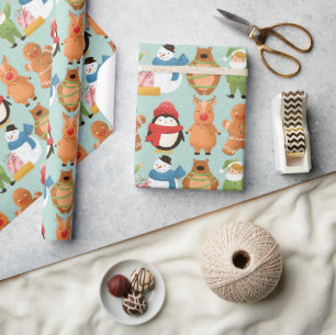 Papier Cadeau gang de vacances cadeau d'emballage fêtes de noë