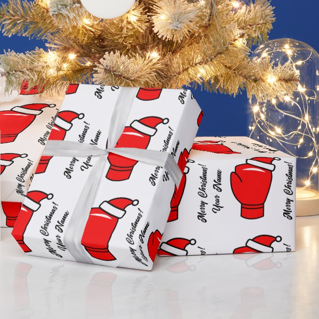 Papier Cadeau Gants de boxe rouge amusant Noël (Vacances)