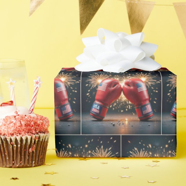 Papier Cadeau Gants de boxe rouge pour USA 250e anniversaire (Fête d'anniversaire)