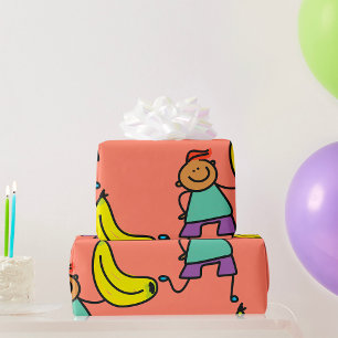 Papier Cadeau Garçon Avec Un Papier À Gravure De Banane