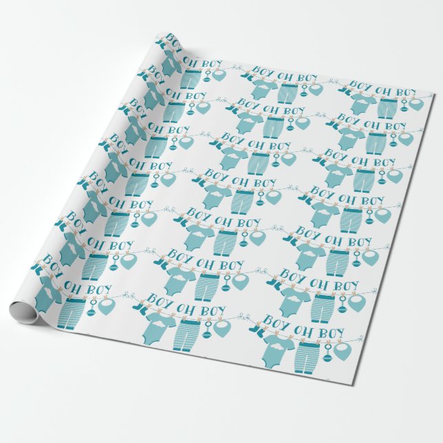 Papier Cadeau Garçon Oh Boy (Déroulé)