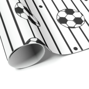 Papier Cadeau Garçons Black White Stripes Football Fan