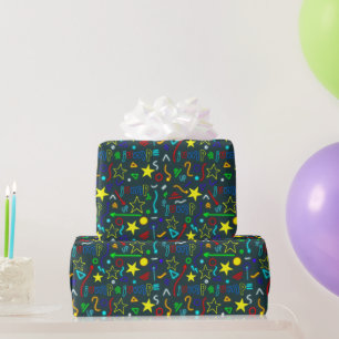 Papier Cadeau Garçons Cool Neon Trampoline Anniversaire de enfan