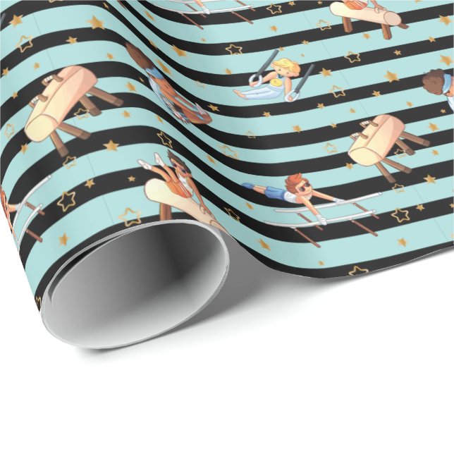 Papier Cadeau Garçons Gymnastique Anneaux Parallel Bars Pommel H (Coin rond)