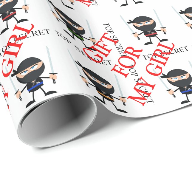 Papier Cadeau Gardes-cadeaux Ninja pour ma fille (Coin rond)