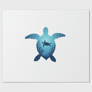 Papier Cadeau Gardez la mer sans plastique Sauvez les tortues de