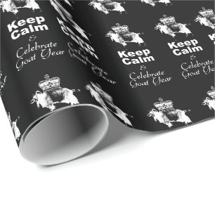 Papier Cadeau Gardez le calme Célébrez l'année de la chèvre Papi