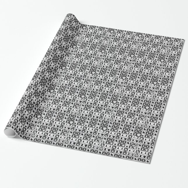 Papier Cadeau Gardez le calme et le motif d'échecs de jeu (Déroulé)