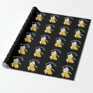 Papier Cadeau Gardez Les Yeux Peints Funny Banana Pun Dark BG