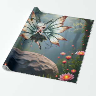 Papier Cadeau Gardienne Féerique Mignonne dans la Forêt Magique