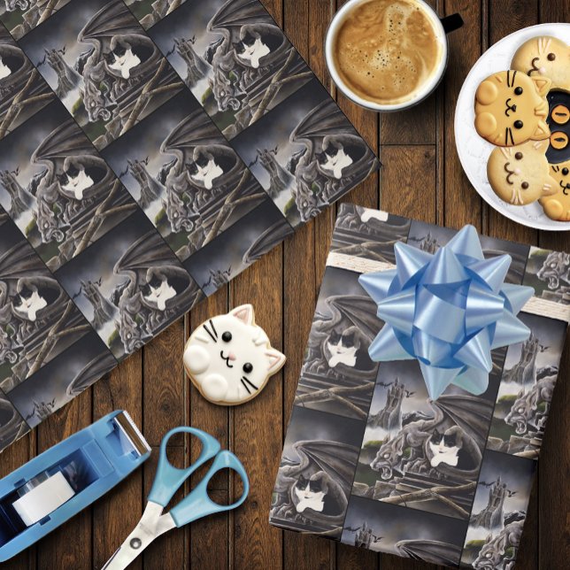 Papier Cadeau Gargoyle noir blanc (Créateur téléchargé)